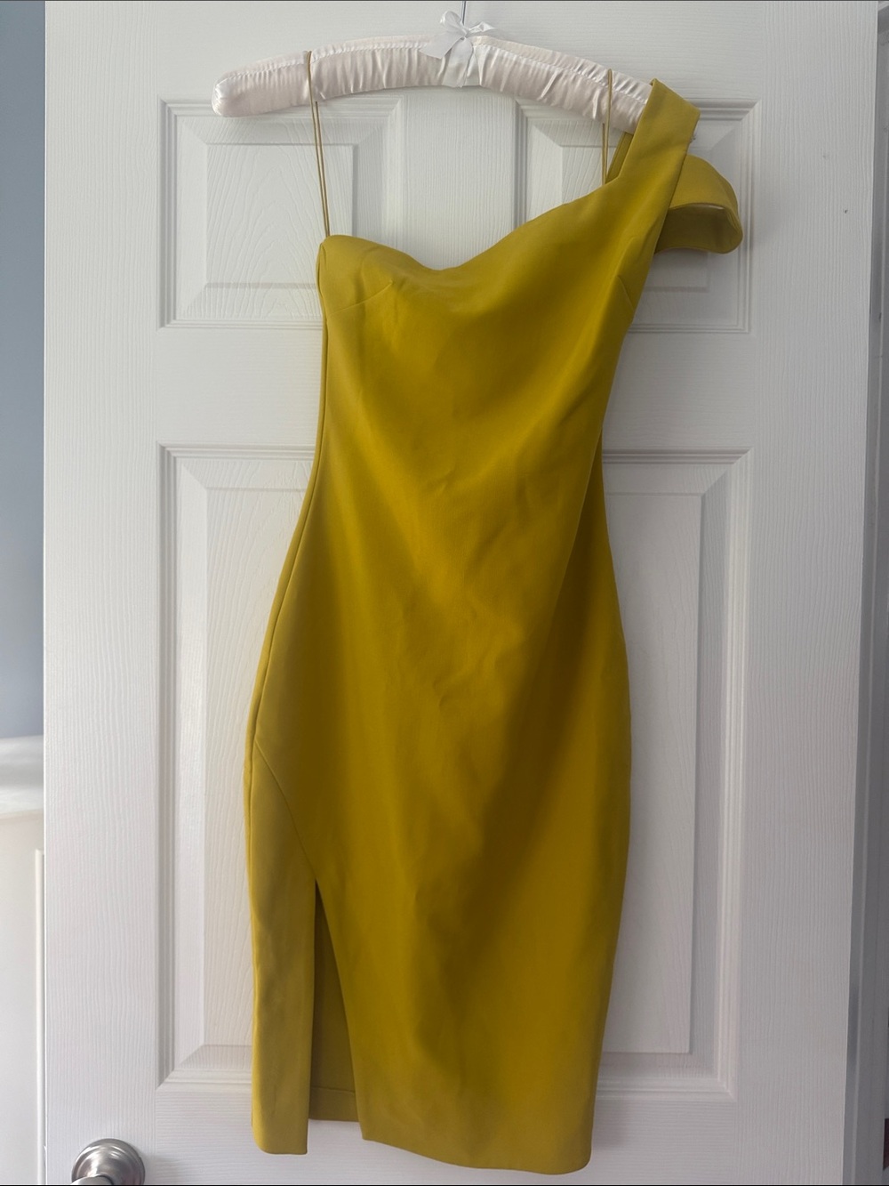 Likely One-Shoulder Chartreuse-Green Bodycon Dress